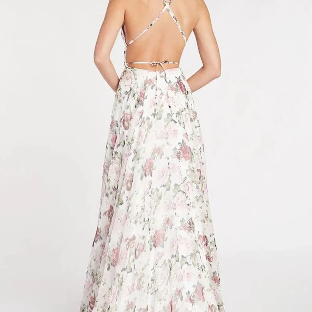 Alyce Sleek Sexy Prom Dress, BACKLESS Size 14, Aline Leg Slit Bridesmaid Formal - Picture 3 of 15